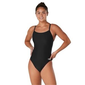 New‎ Speedo Women's Classic Black One-Piece Swimsuit size 10/36 (G38)